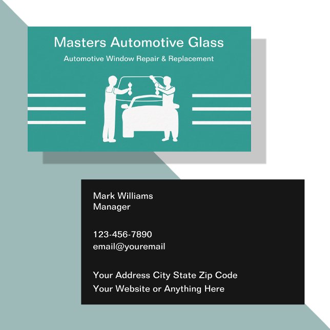 Automotive Glass Repair Replacement Business Cards (Creator Uploaded)