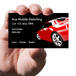 Automotive Mobile Detailing Business Cards<br><div class="desc">Cool mobile auto detailing business card template including shiny red sports car and a simple template layout you can now customise online.</div>