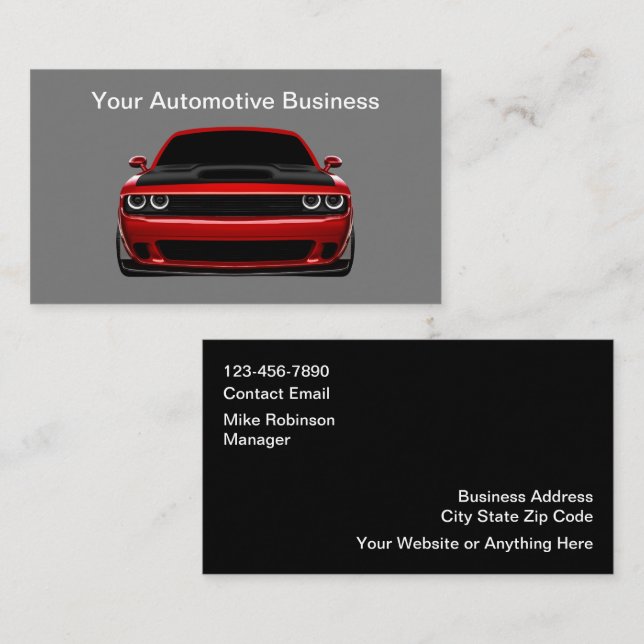 Automotive Modern Unique Business Cards (Front/Back)