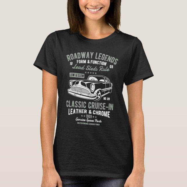Automotive Nostalgia Classic Car Cruise in Distres T-Shirt (Front)