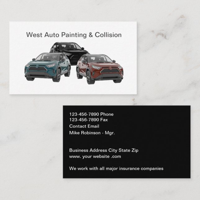Automotive Painting & Collision Services Business Card (Front/Back)