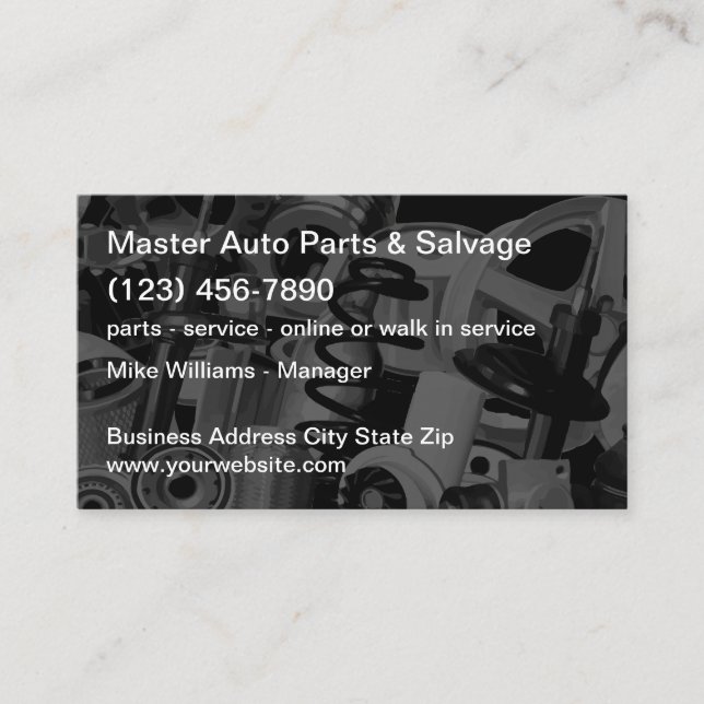 Automotive Parts And Repair Service Business Card (Front)