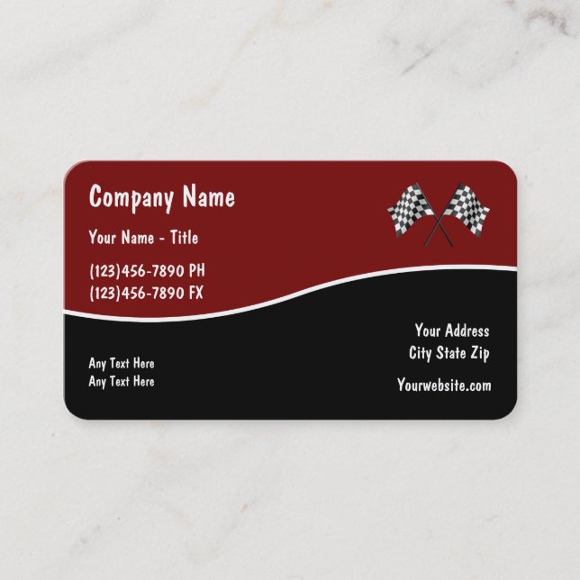 Automotive Racing Flag Business Cards (Front)