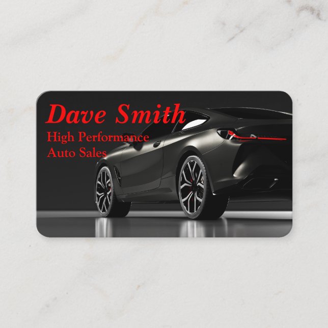 Automotive / Racing / Racer Black Fast Car  Business Card (Front)