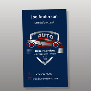 Automotive Red and Silver Car Logo Magnetic Business Card