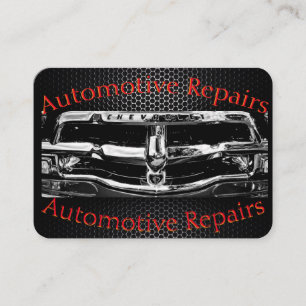 Automotive Repairs, business card, black, chrome, Business Card