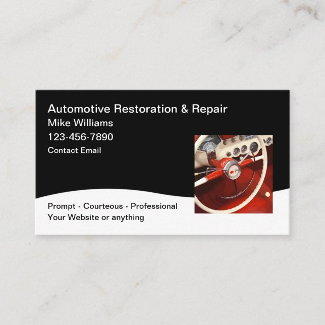 Automotive Restoration And Sales Business Card (Front)