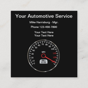 Automotive Speedometer Odometer Theme Square Business Card