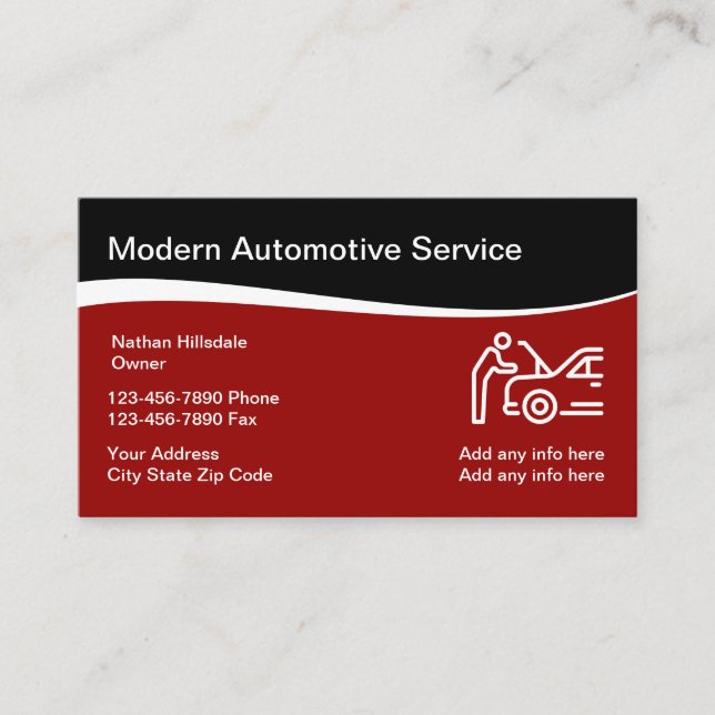 Automotive Theme With Car Repair Graphic Business Card (Front)