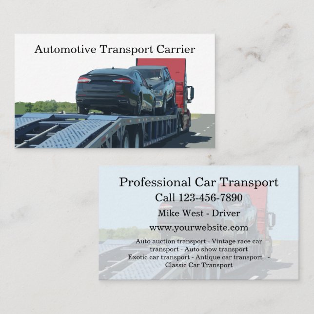 Automotive Transport Car Carrier Business Card (Front/Back)