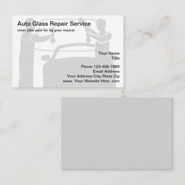 Automotive Window Glass Repair Business Cards (Front/Back)