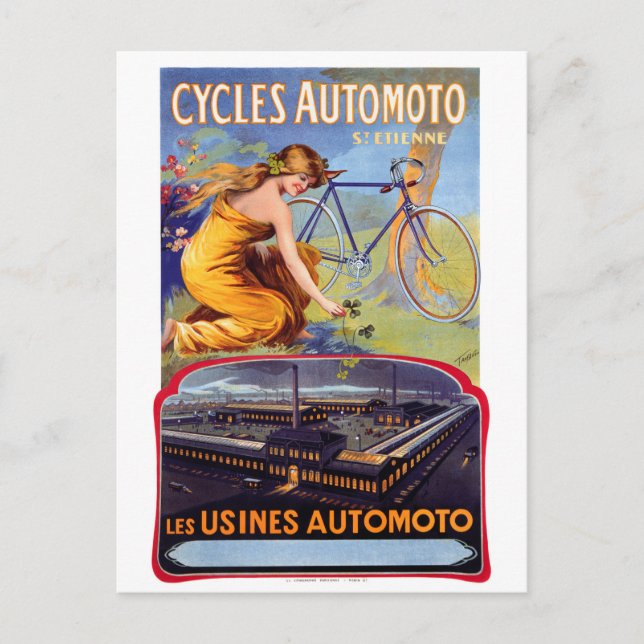 Automoto Cycles 1914 Vintage Advertising Poster Postcard (Front)
