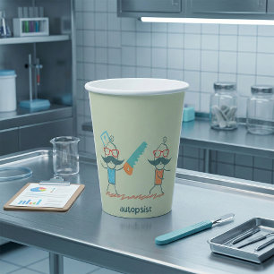 Autopsist Medical Humour with Moustache Characters Paper Cups