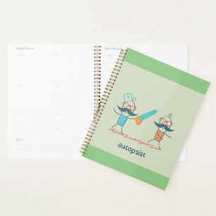Autopsist Medical Humour with Moustache Characters Planner