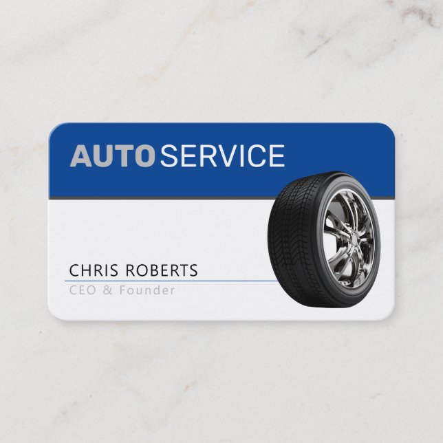 AUTOSERVICE | Modern blue Business Card (Front)