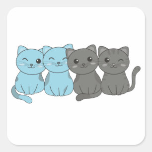 Autosexual Flag Pride Lgbtq Cute Cats Pile Square  Sticker