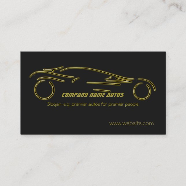 Autotrade Car - Gold Sportscar on black template Business Card (Front)