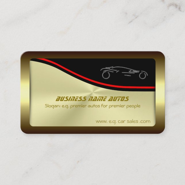 Autotrade Car - Silver Sportscar on gold-effect Business Card (Front)