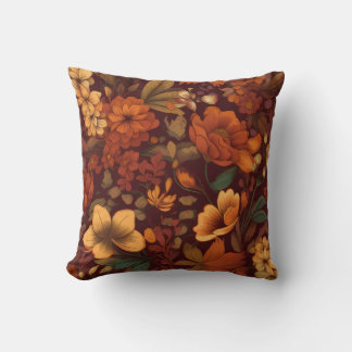 Autum brown season flower floral Beauty Interior Cushion