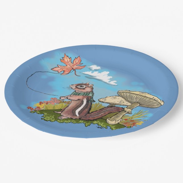 Autum Chipmunk Paper Plate (Angled)