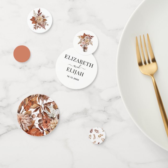 Autum terracotta floral Wedding Table Confetti (Group)