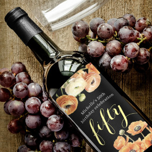 Autumn 50th Birthday Party Orange Blossom Wine Label