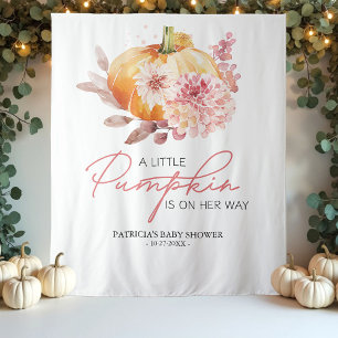 Autumn "A Little Pumpkin" Baby Shower Backdrop Tapestry