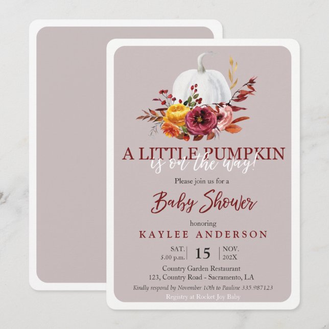 Autumn a little pumpkin Baby shower invitation (Front/Back)