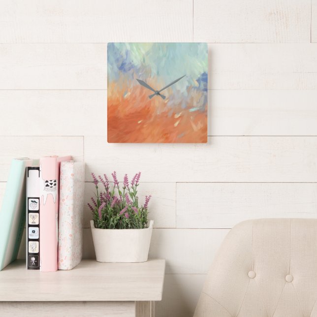 Autumn Abstract Brushstrokes Square Wall Clock (Reading Room)