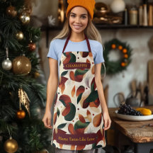 Autumn Abstract Leaf Apron with Custom Name