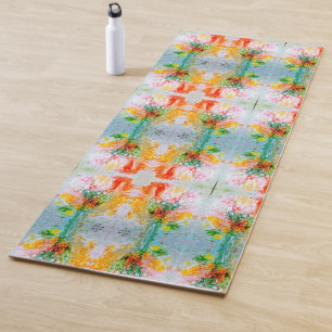 Autumn Abstract Protea Painting Yoga Mat
