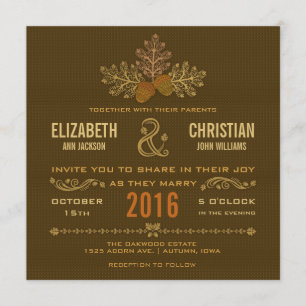 Autumn Acorns and Oak Leaves Wedding Invitation