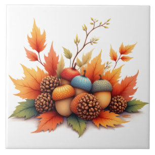 Autumn Acorns Ceramic Tile