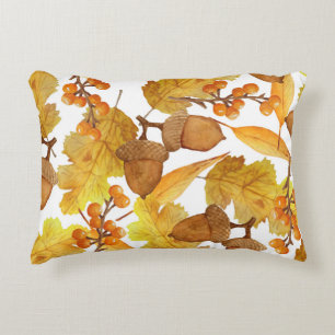 Autumn Acorns: Watercolor Thanksgiving Design Decorative Cushion