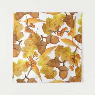 Autumn Acorns: Watercolor Thanksgiving Design Tapestry