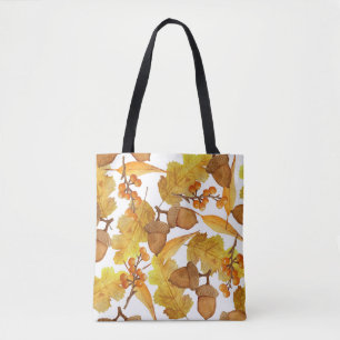 Autumn Acorns: Watercolor Thanksgiving Design Tote Bag