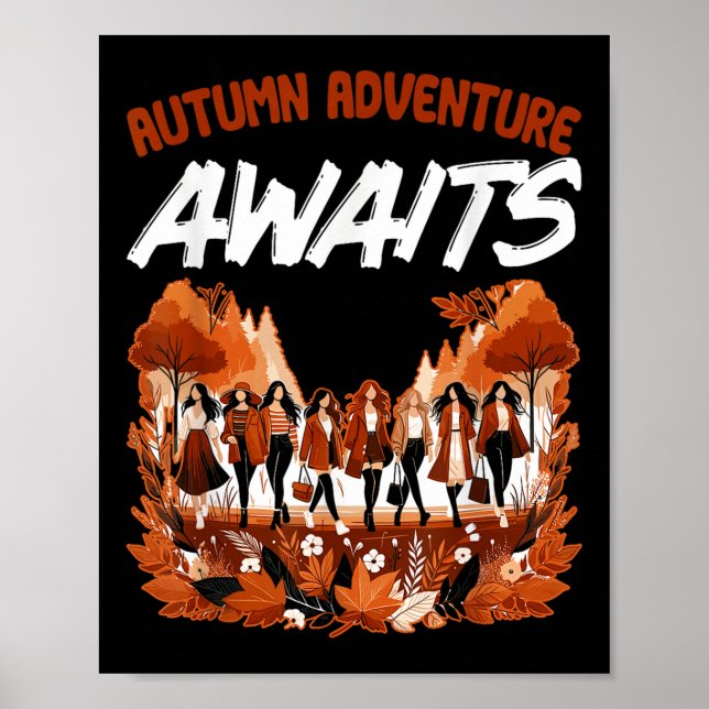 Autumn Adventure Awaits Fall Thanksgiving Camping  Poster (Front)