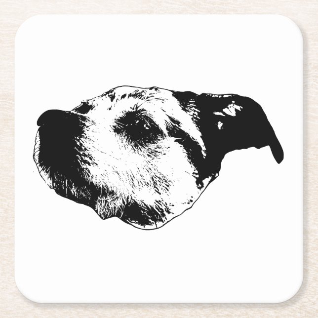 Autumn Afterglow Sip — Terrier Square Paper Coaster (Front)
