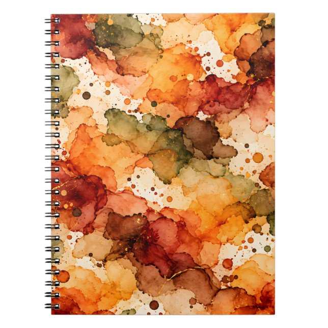 Autumn Alcohol Ink Abstract Pattern Notebook (Front)