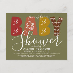 Autumn Alphabet Letter Baby Shower Invitation Postcard