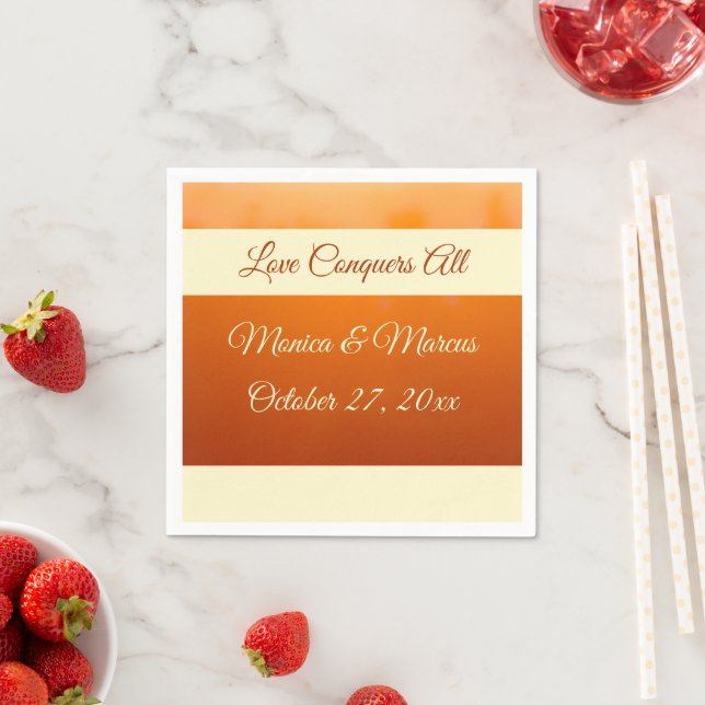 Autumn Amber Skies Wedding Event Ombre Orange Napkin (Insitu)