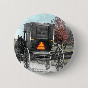 Autumn Amish Buggy 6 Cm Round Badge