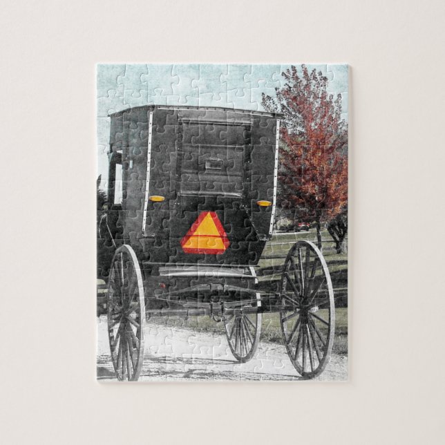 Autumn Amish Buggy Jigsaw Puzzle (Vertical)