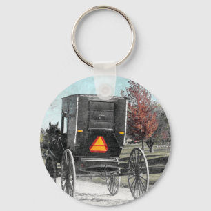 Autumn Amish Buggy Key Ring