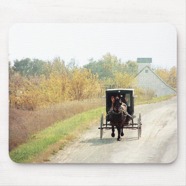 Autumn Amish Horse and Buggy Mouse Pad (Front)