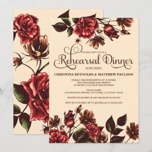 Autumn and Fall Floral Rehearsal Dinner Invitation