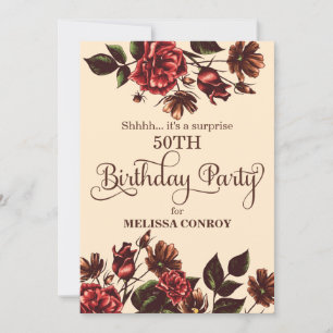 Autumn and Fall Floral Surprise Birthday Party Invitation