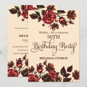 Autumn and Fall Floral Surprise Birthday Party Invitation