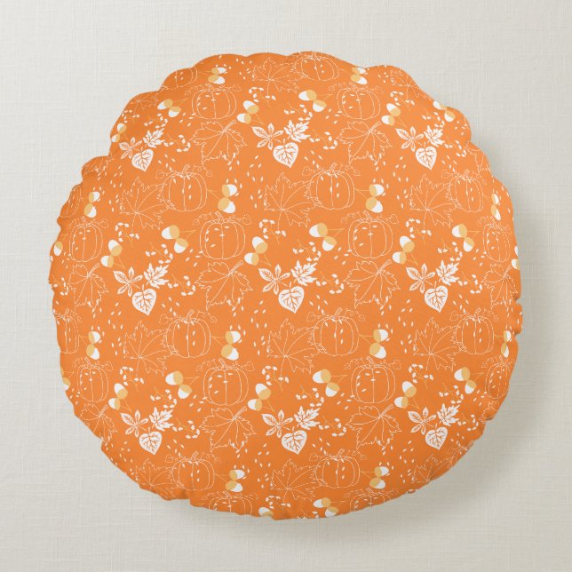 autumn and leaf patterns round cushion (Front)