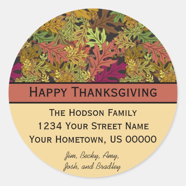 Autumn and Thanksgiving Address Sticker (Front)